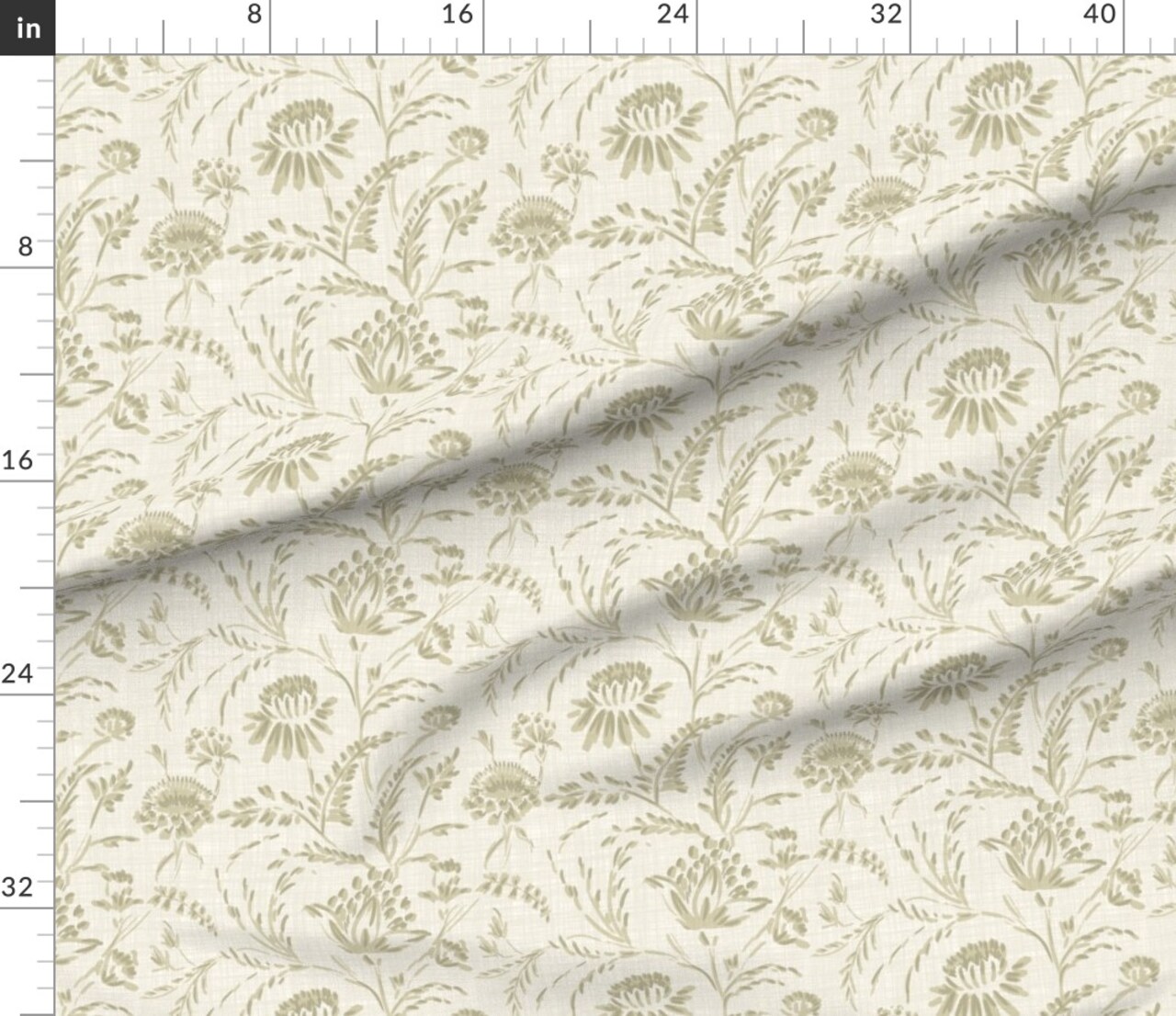 Floral Botanical Leaes Farmhouse Cottage Custom Printed Fabric by Spoonflower Various Fabrics by the Yard or Fat Quarter